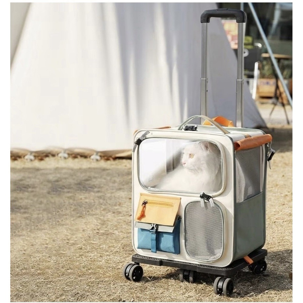 Convertible Rolling Travel Dog/ Cat Backpack And Rolling Pet Carrier